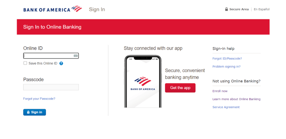 bank of america online banking not working