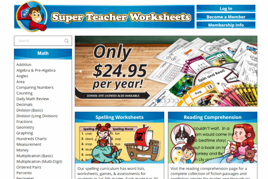 superteacherworksheets worksheets and reading activities